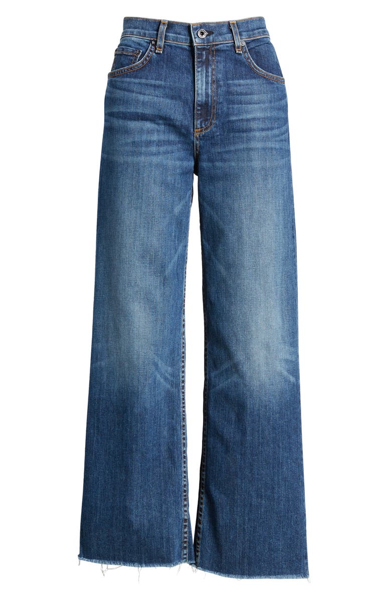 ASKK NY Frayed High Waist Ankle Wide Leg Jeans, Alternate, color, 