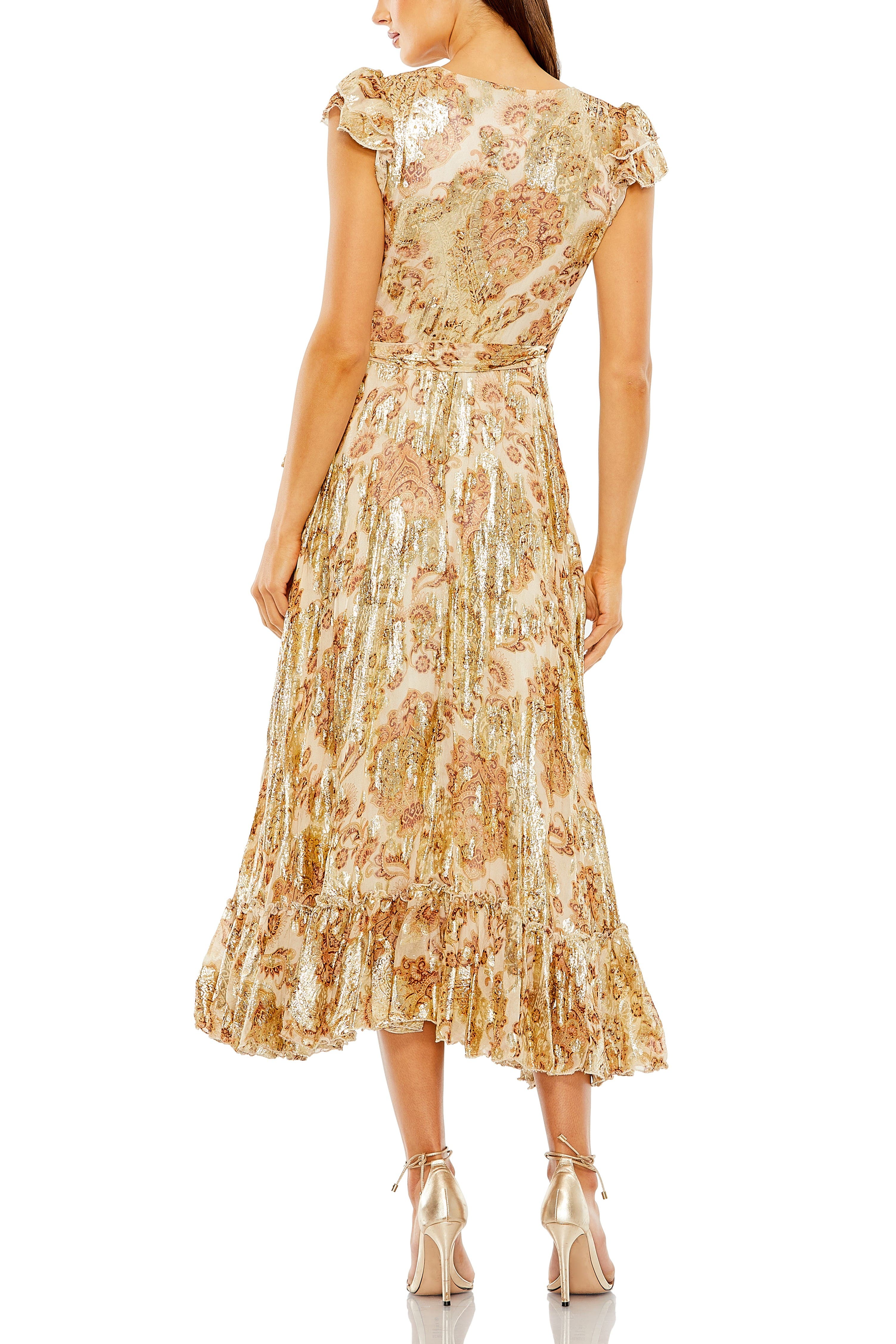 Flutter Sleeve Floral Wrap Midi Dress - image 2