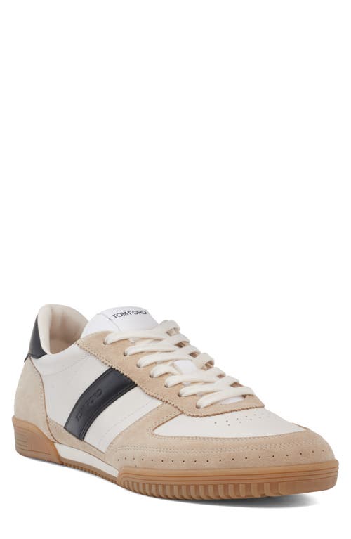 Tom Ford Terence Leather And Suede Sneakers In Dune/black Amber