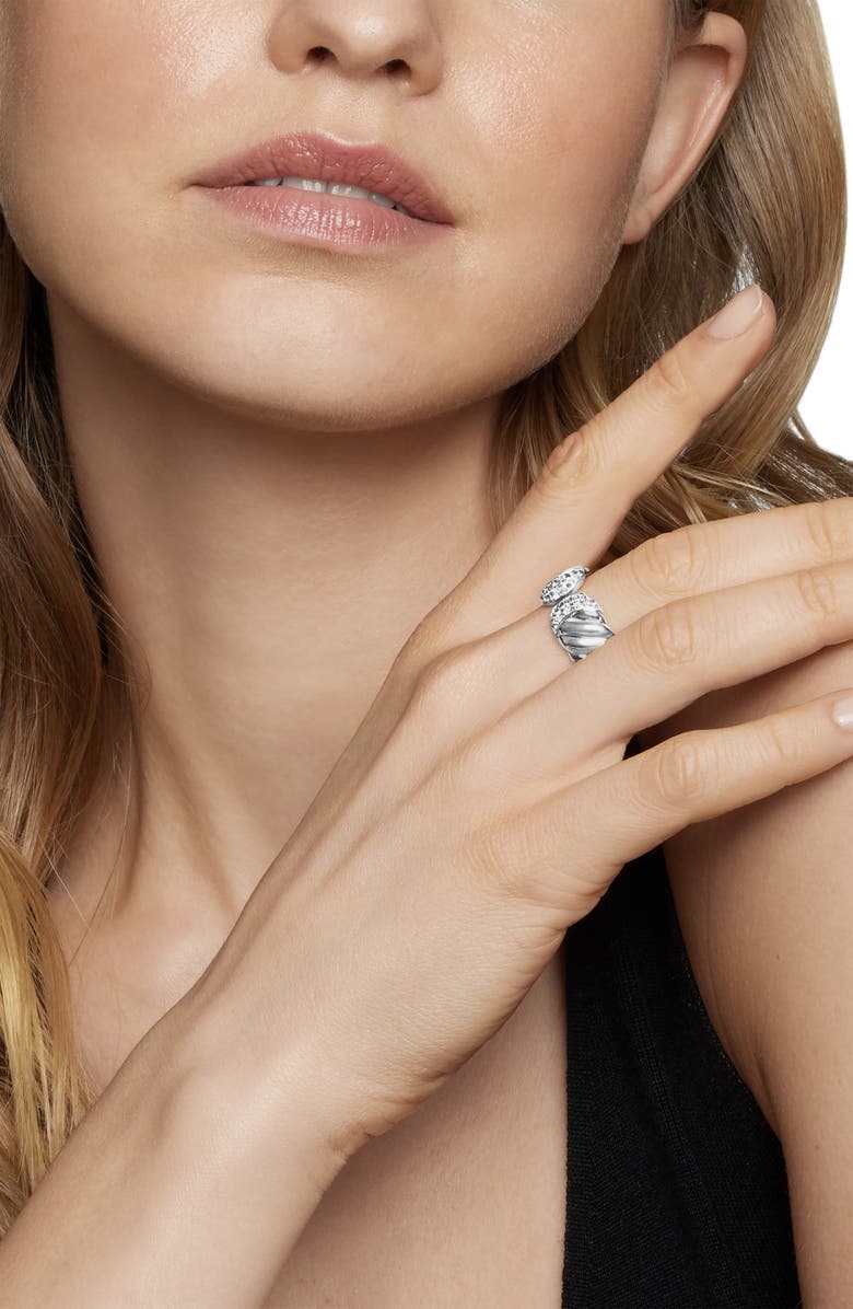 David Yurman Sculpted Cable Ring with Pavé Diamonds, Alternate, color, Diamond/ Silver