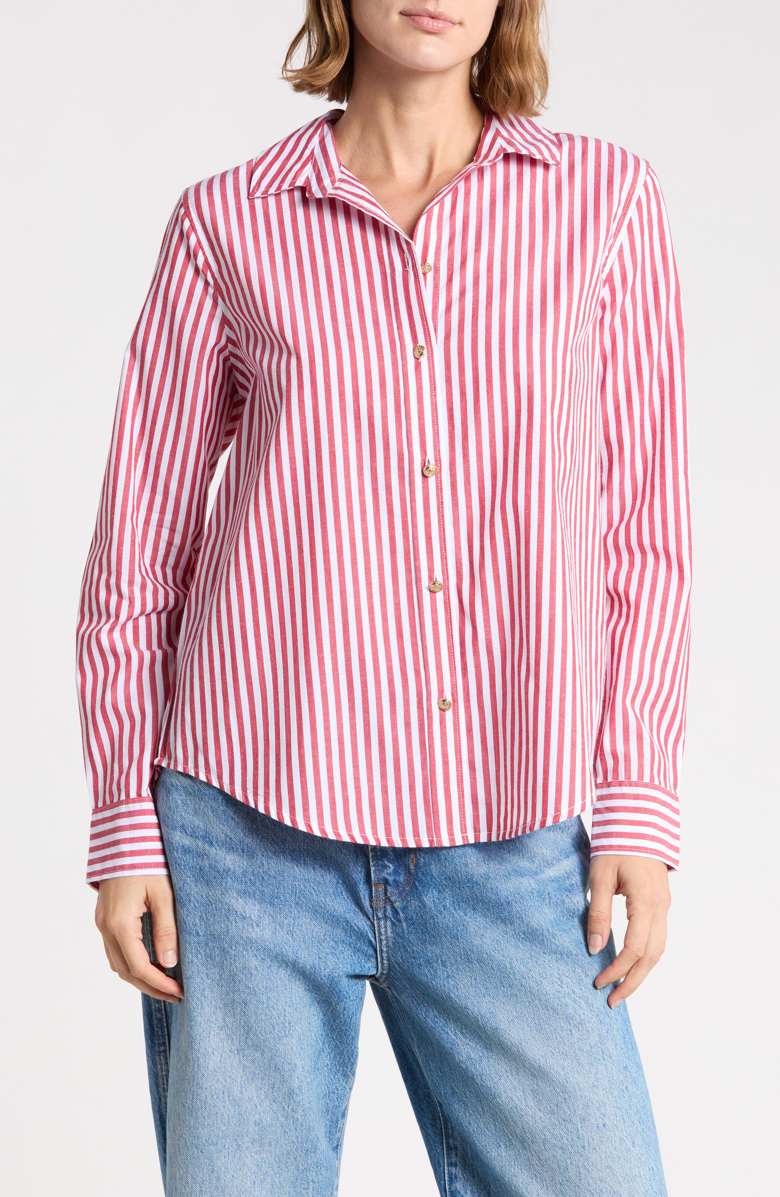 Bentley Stripe Long Sleeve Cotton Button-Up Shirt