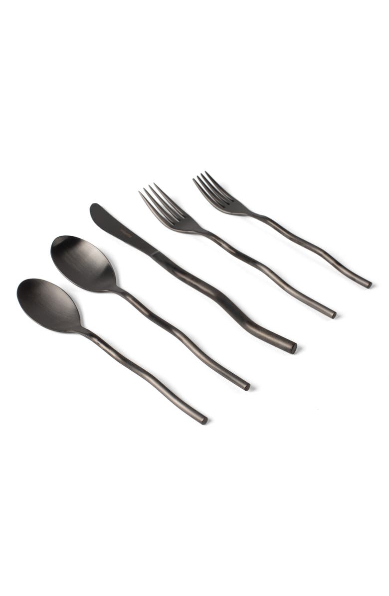 MISETTE Squiggle 5-Piece Flatware Set, Main, color, Matte Black