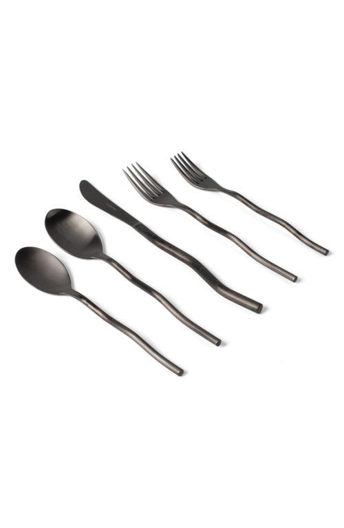 MISETTE Squiggle 5-Piece Flatware Set in Matte Black 