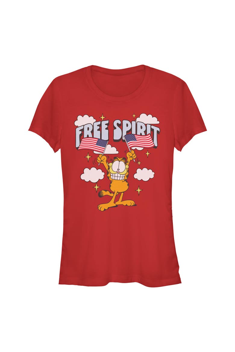 Junior's Free Spirit Smile Short Sleeve Graphic T-Shirt, Main, color, Red