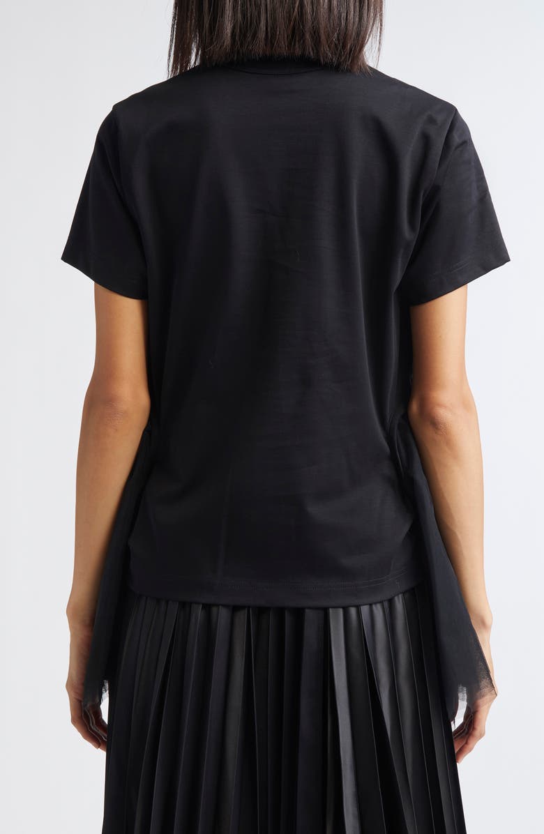 Noir Kei Ninomiya Cotton Ponte & Tulle T-Shirt, Alternate, color, Black