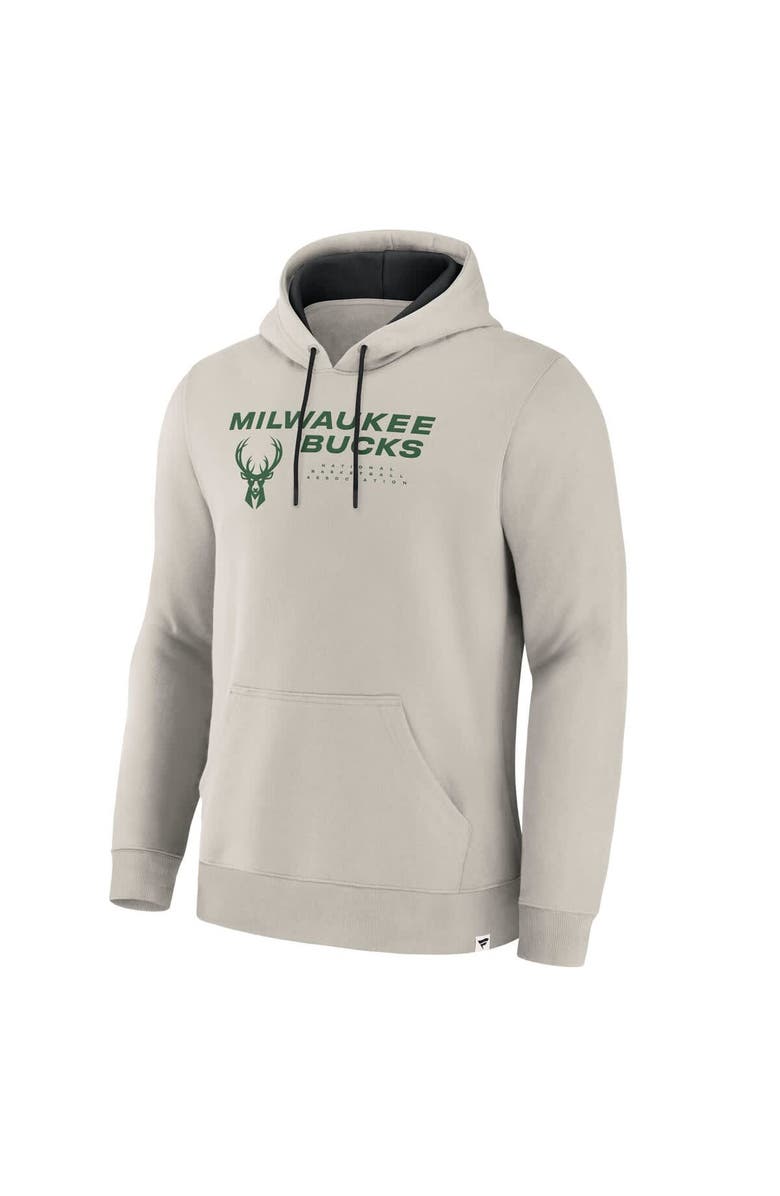 FANATICS Men's Fanatics Off White Milwaukee Bucks Crossover Collection Blocked Shot Premium Pullover Hoodie, Alternate, color, Cream