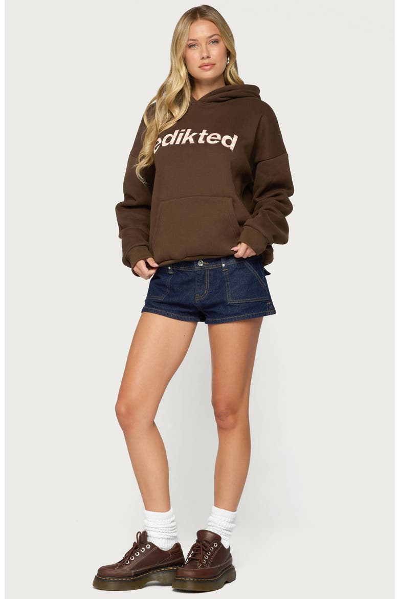 Stripey Graphic Hoodie, Alternate, color, BROWN-AND-PINK