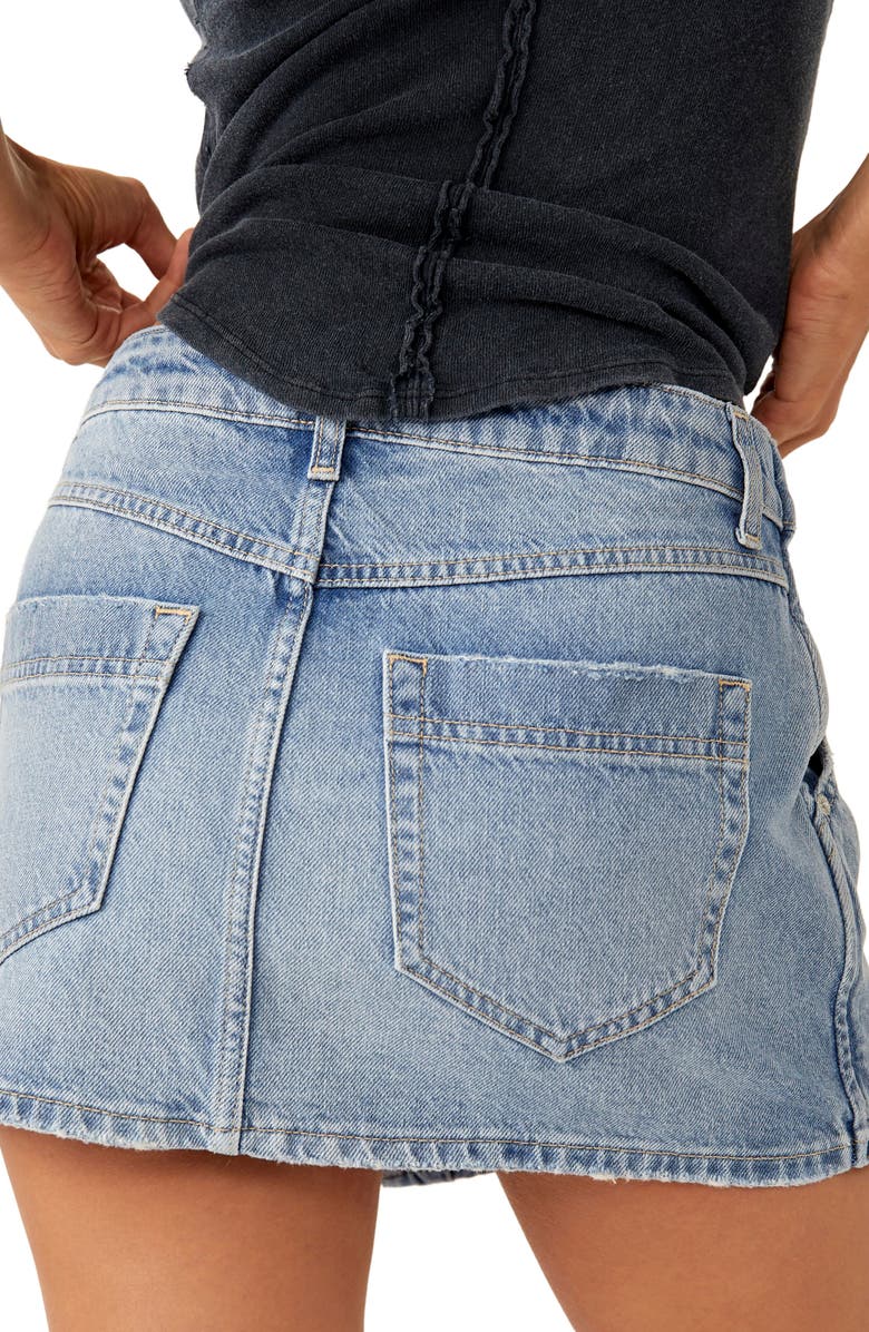 Free People Wynne Denim Skirt, Alternate, color, Light Indigo