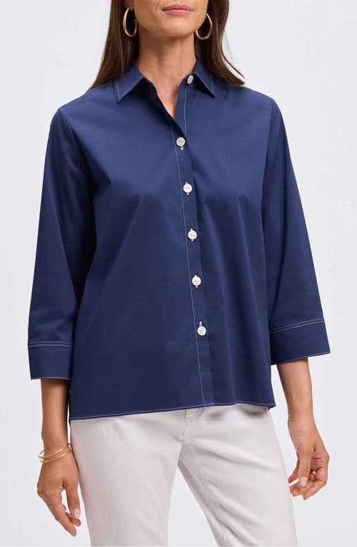 Foxcroft Kelly Button-up Shirt In Navy/white