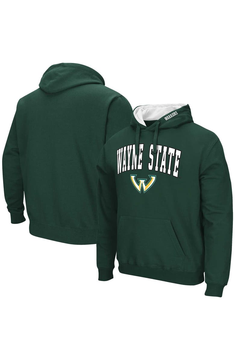 COLOSSEUM Men's Colosseum Green Wayne State Warriors Arch & Logo 3.0 Pullover Hoodie, Alternate, color, Green