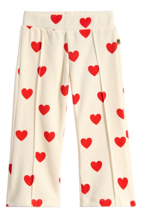 Kids' Heart Print Organic Cotton Blend Velour Pants (Toddler, Little Kid & Big Kid)