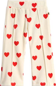 Mini Rodini Kids' Heart Print Organic Cotton Blend Velour Pants
