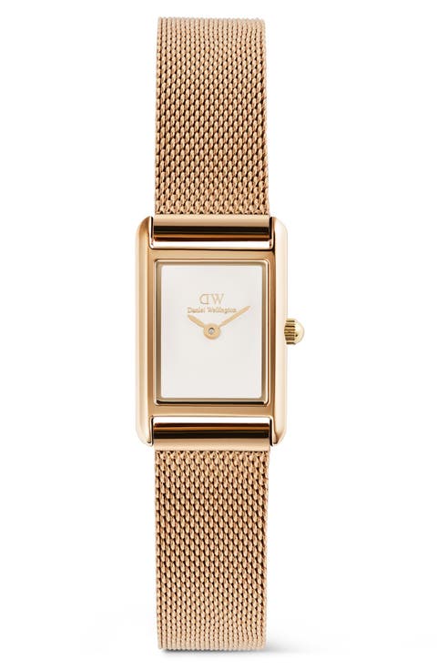 Bound Mini Tank Mesh Strap Watch, 17mm x 26mm
