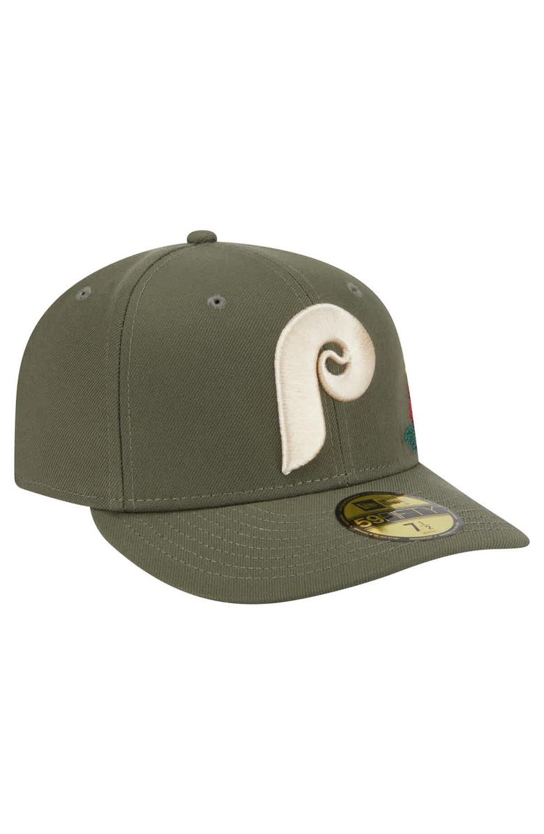 New Era Men's New Era Olive Philadelphia Phillies Tonal Florals 59FIFTY Fitted Hat, Alternate, color, 