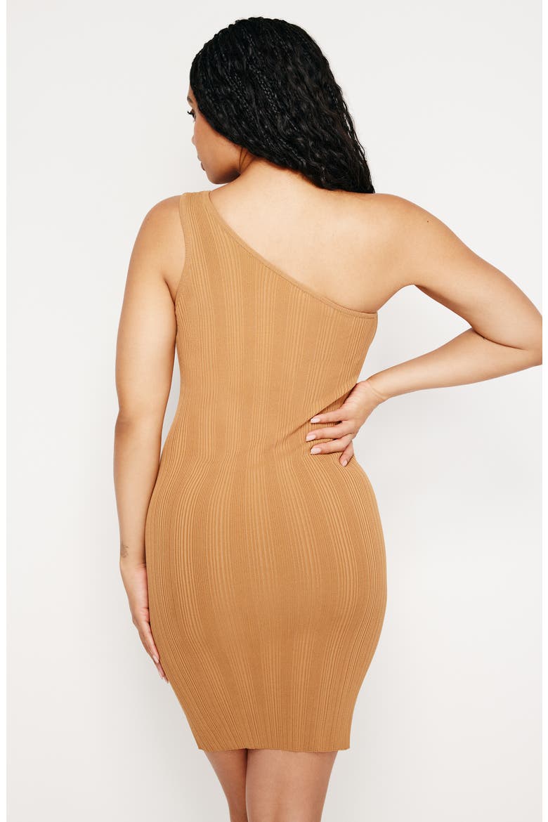 One-Shoulder Plissé Knit Minidress, Alternate, color, CANYON003