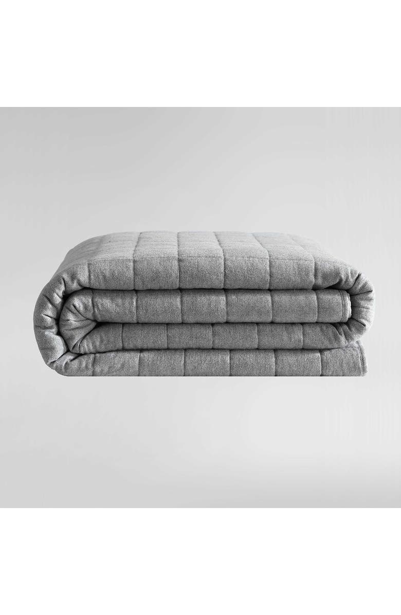 Calvin Klein Mélange Flannel Quilt, Alternate, color, Silver Grey