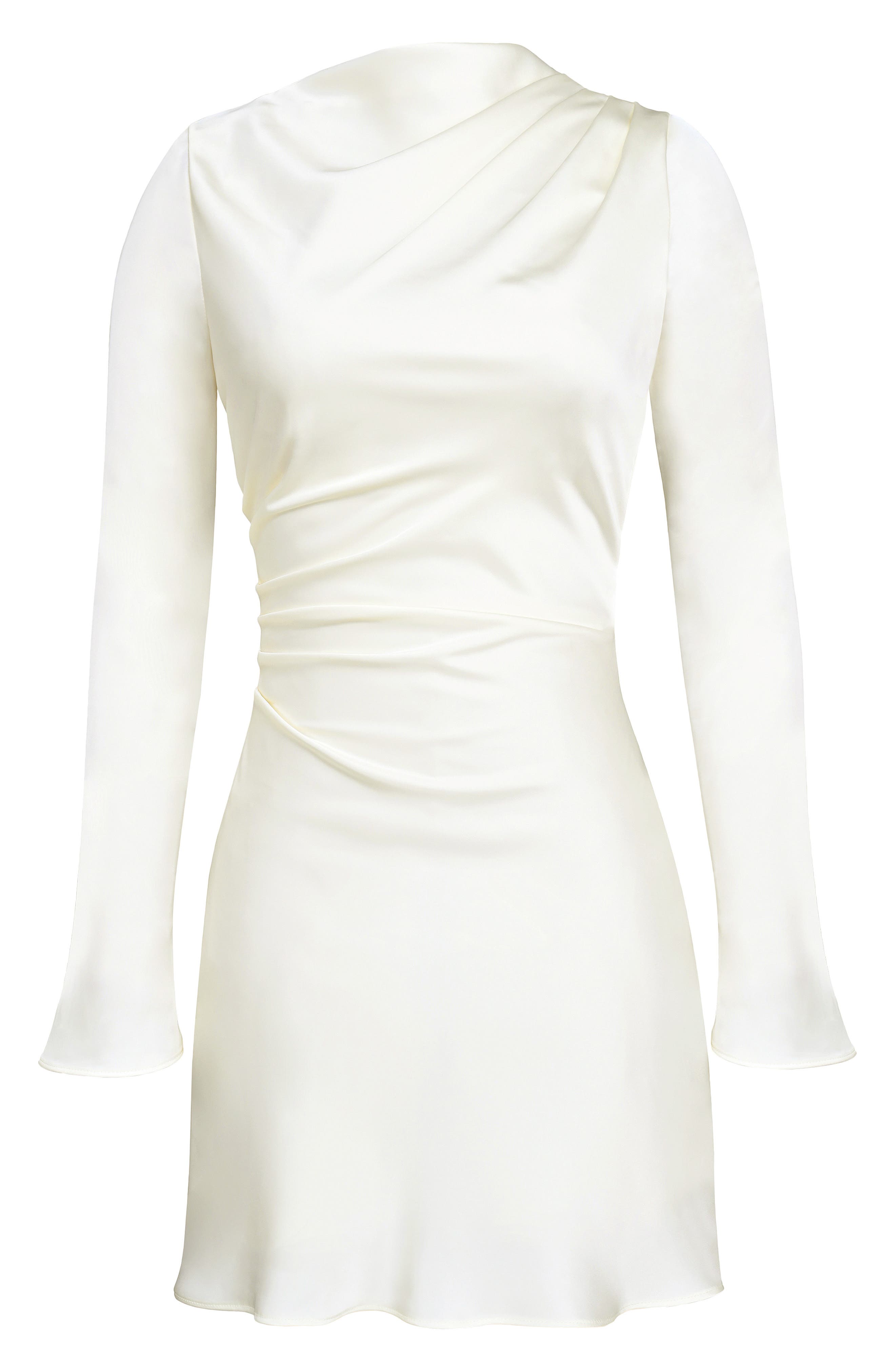 white long sleeve satin mini dress Lucy White Long Sleeve Mini Dress - US 16