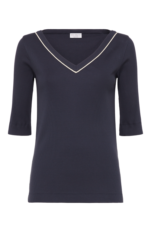 Brunello Cucinelli T-shirt With Monili In Moonlight