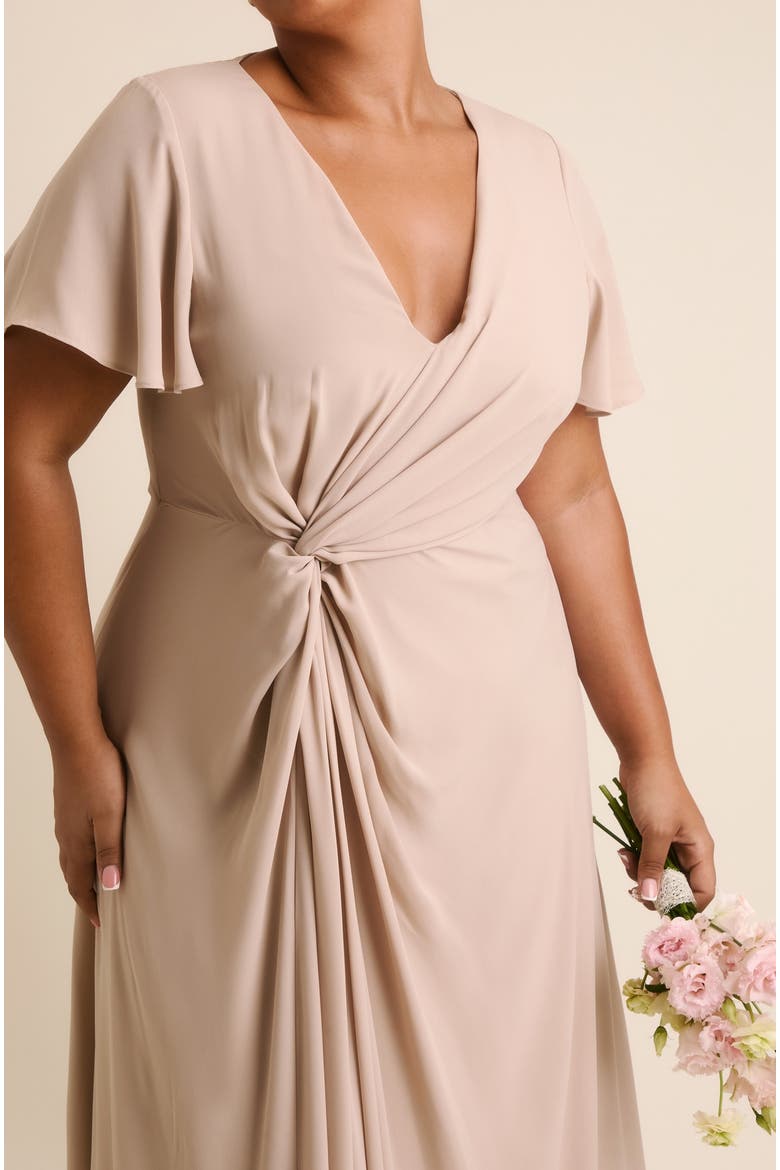 Knot Front Chiffon Bridesmaid Dress, Alternate, color, Truffle