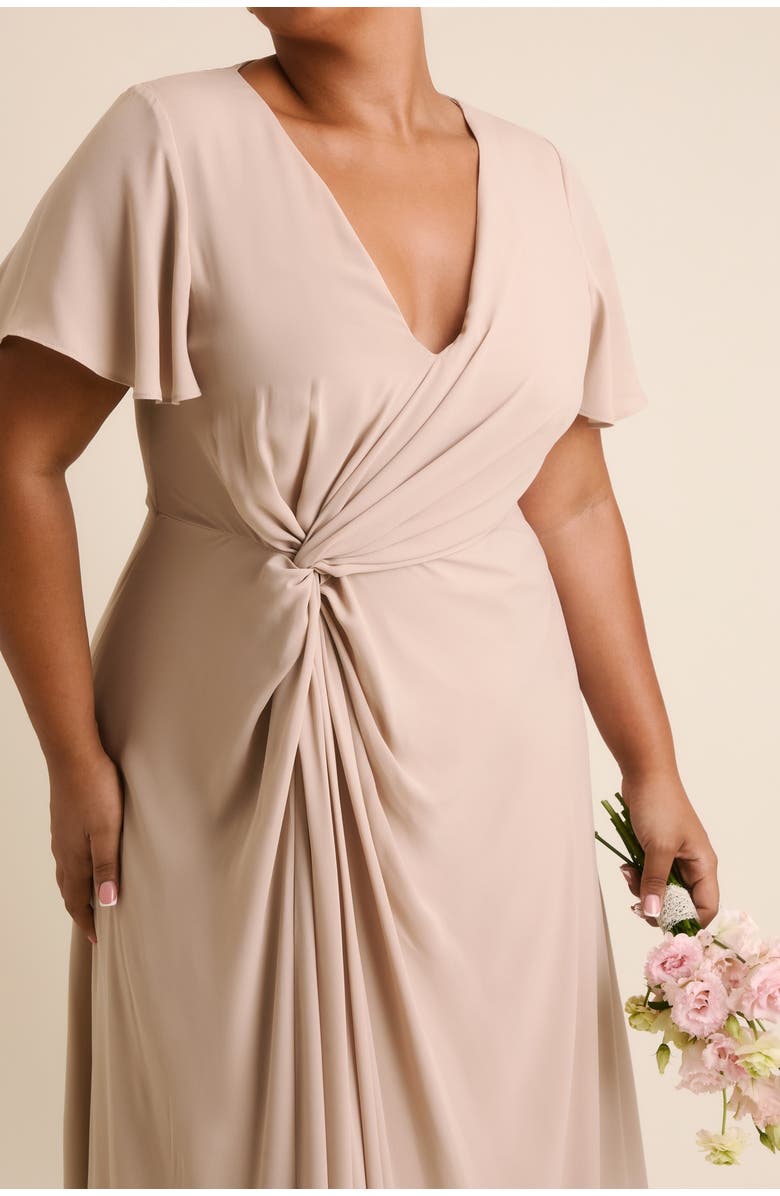 Six Stories Knot Front Chiffon Bridesmaid Dress, Alternate, color, Truffle