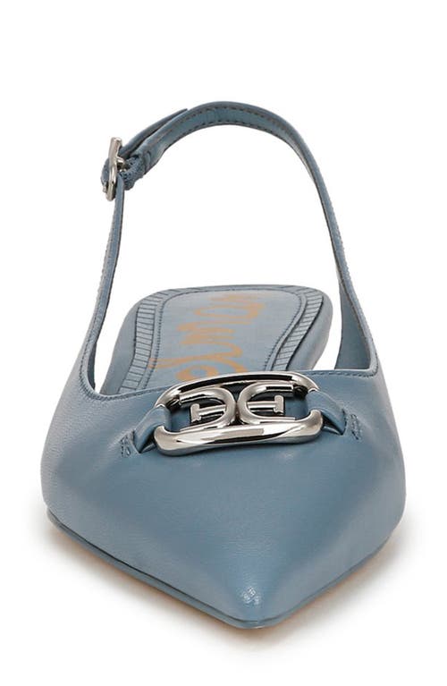Sam Edelman Aggie Pointed Toe Slingback Flat In Dark Coastal Blue