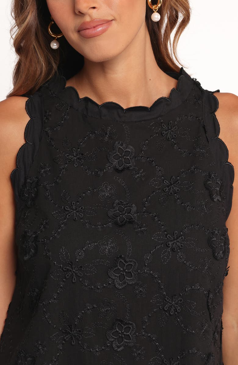 Petal & Pup Keller Floral Embroidered Sleeveless Trapeze Dress, Alternate, color, Black