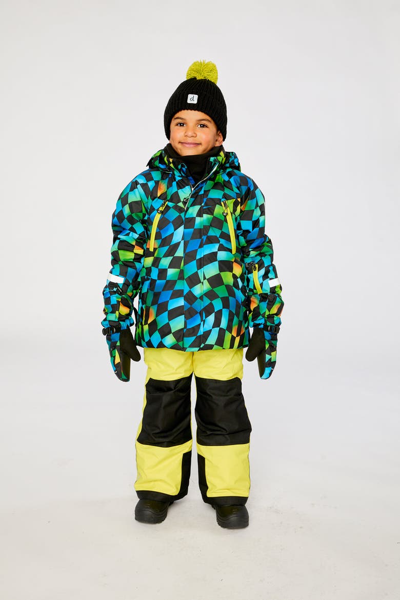 Play Checkerboard Jacket & Reinforced Pants Two Piece Snowsuit, Alternate, color, Green, Yellow & Blue Check
