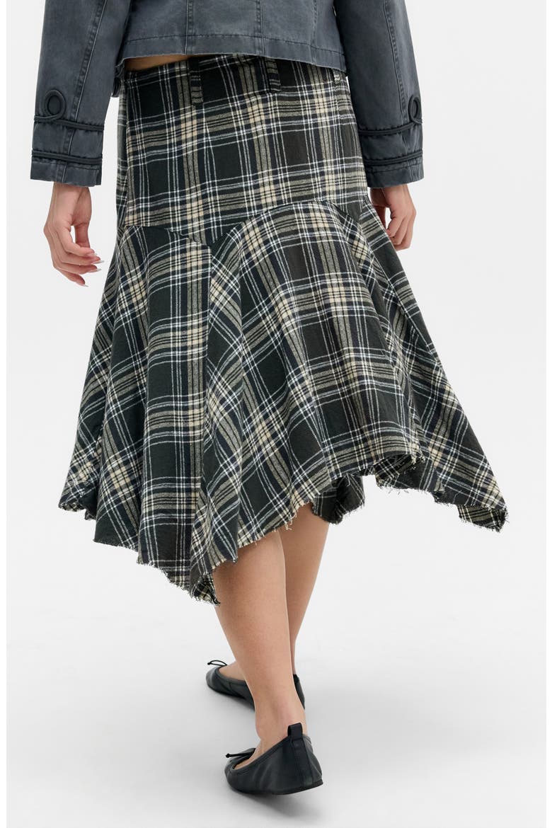 Basque Check Cotton Midi Skirt, Alternate, color, GREY CHECK