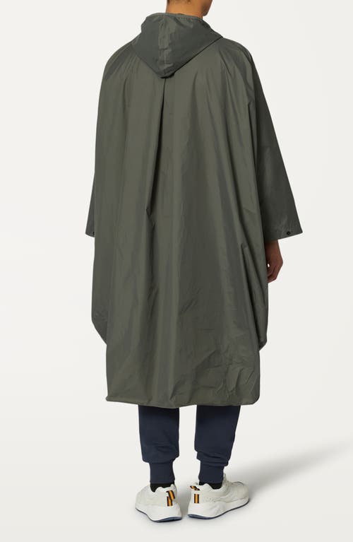 K-way Rennes Waterproof Packable Rain Poncho In Green Blackish