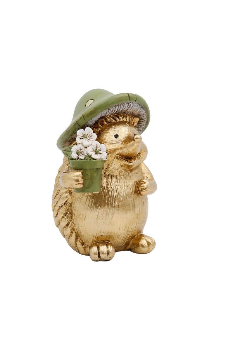 Transpac Resin Gold Hedgehog Figurine Garden Accents for Spring Home Decor, Alternate, color, Multicolored