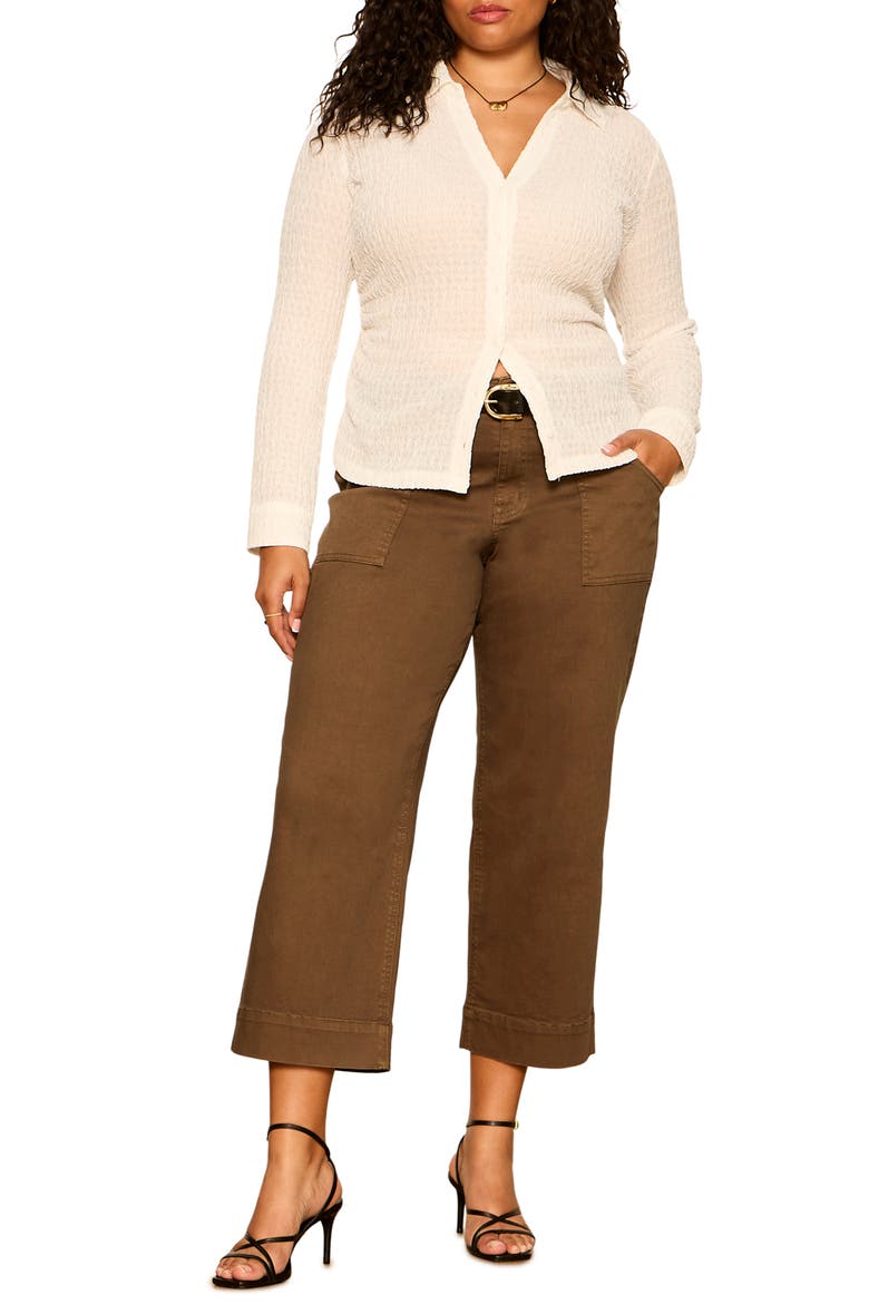 Juno Textured Button Front Shirt, Alternate, color, CHALK WHITE