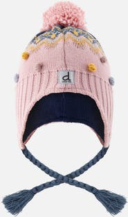 Deux par Deux Winter Peruvian Fleece-Lined Braided Pompom Knit Hat