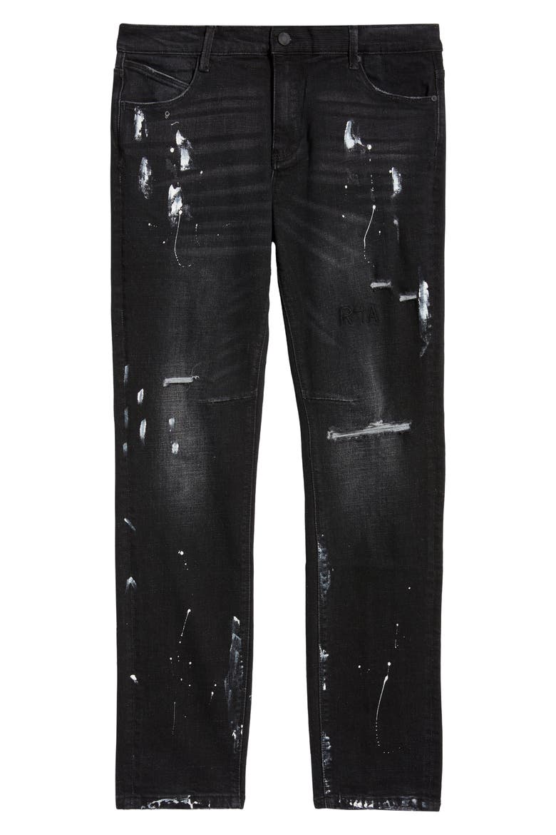 Clayton Paint Splatter Ripped Skinny Jeans, Alternate, color, DISTRESSED CHARCOAL PAINT
