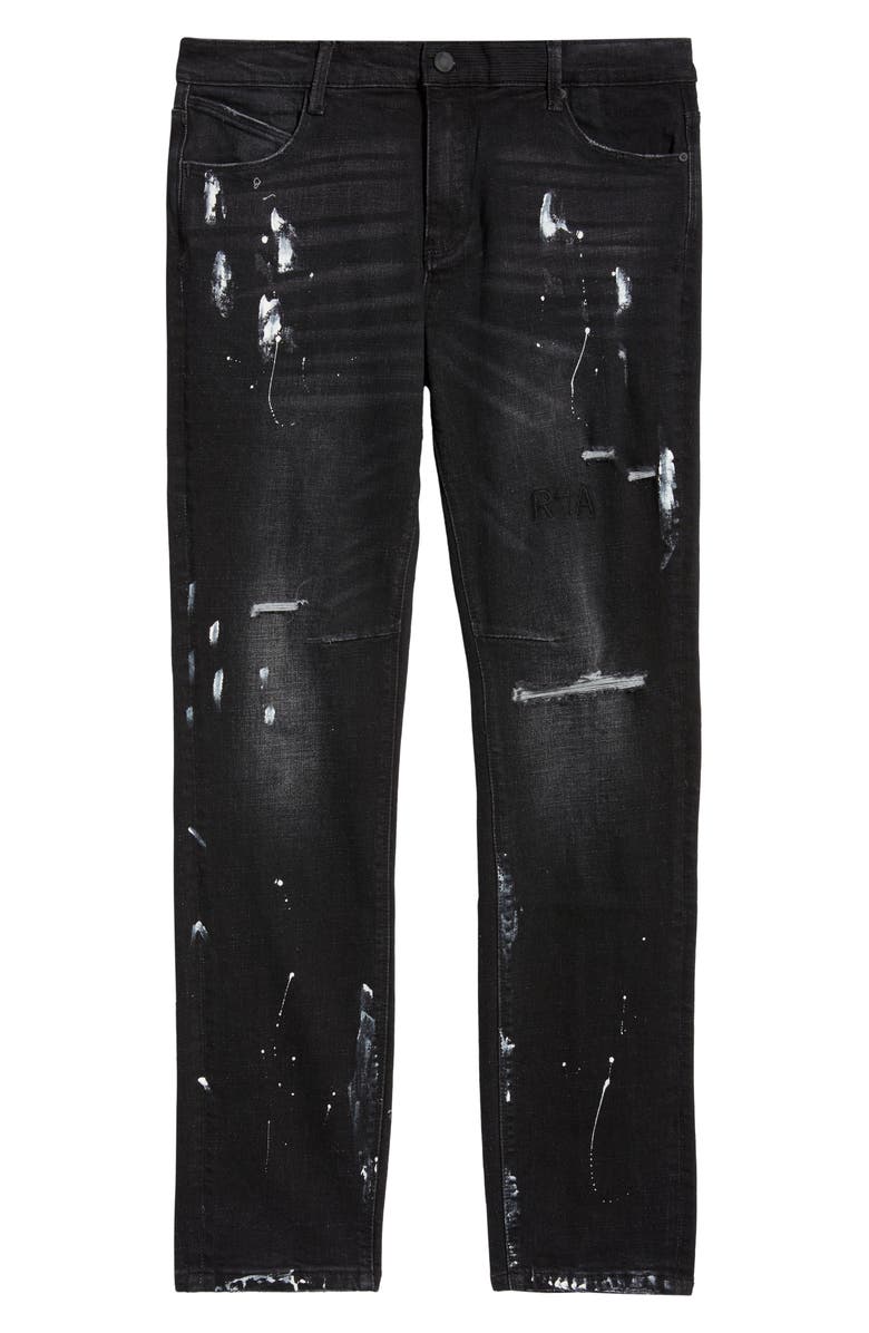 RtA Clayton Paint Splatter Ripped Skinny Jeans, Main, color, Distressed Charcoal Paint