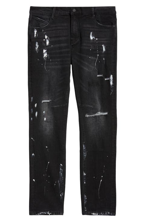 Clayton Paint Splatter Ripped Skinny Jeans