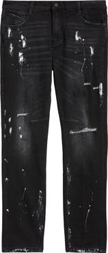 RtA Clayton Paint Splatter Ripped Skinny Jeans