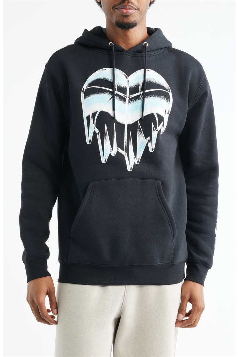 Cold Hearts Iced Pullover Hoodie, Main, color, BLACK