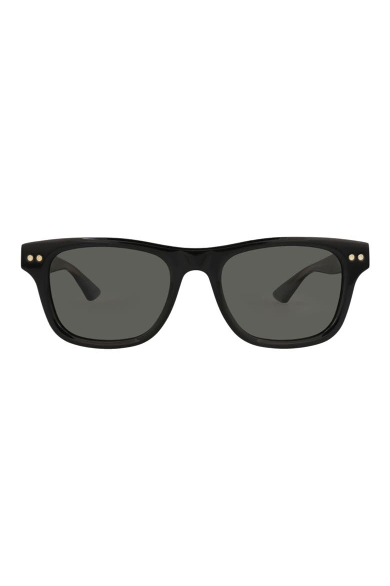53mm Polarized Square Sunglasses, Main, color, BLACK BLACK SMOKE