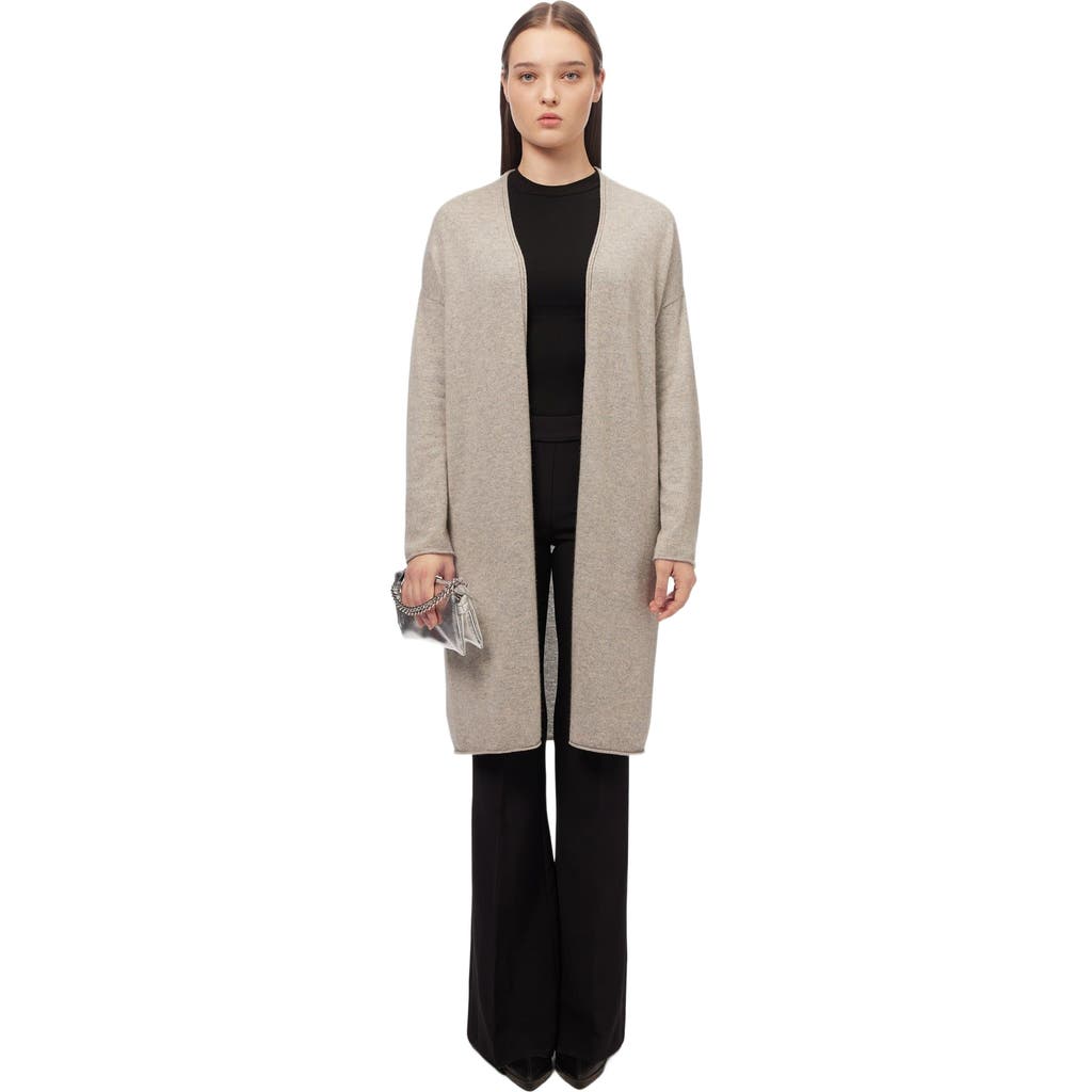 Gobi Mongolian Cashmere 3d Longline Cardigan In Gray