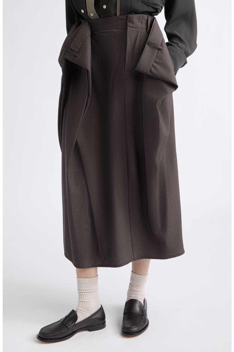Folded Belt Midi Skirt, Alternate, color, DARK BROWN MLANGE
