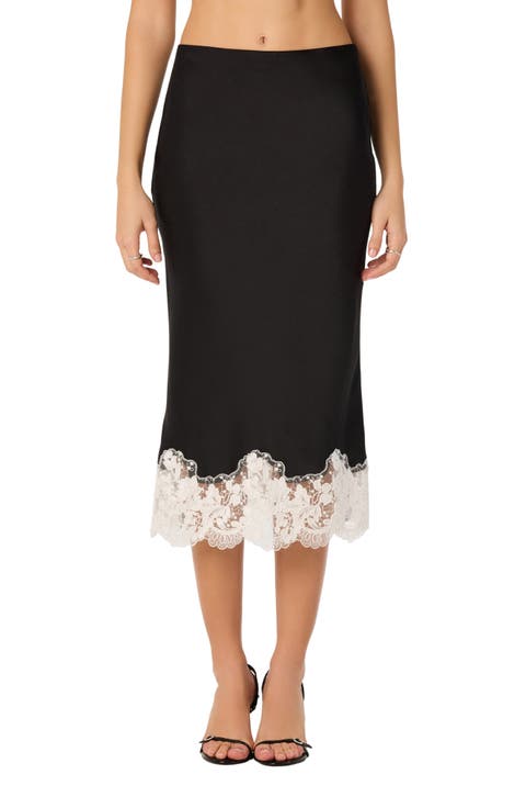 Shantel Lace Trim Midi Skirt