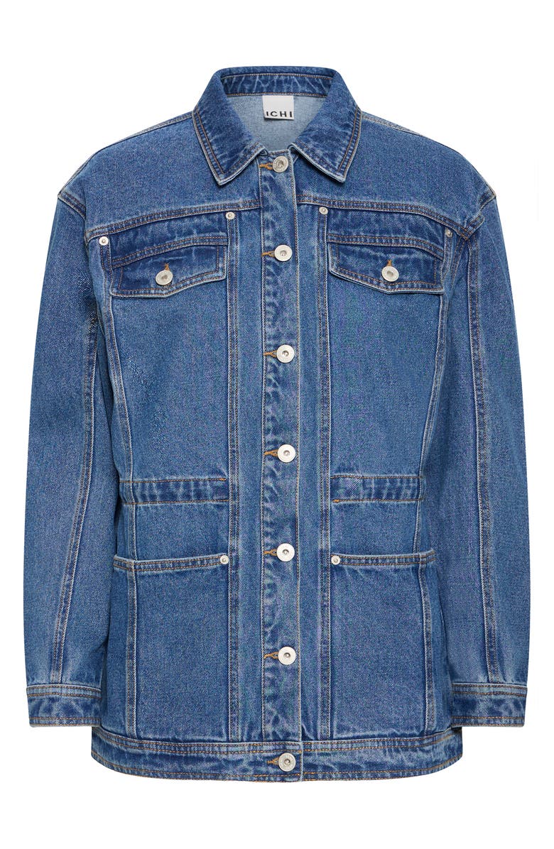 ICHI Ihmianna Denim Jacket, Alternate, color, Washed Med. Blue