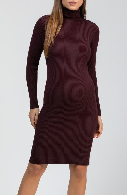 Pietro Brunelli Maternity Celeste Long Sleeve Rib Maternity Body-con Dress In Purple