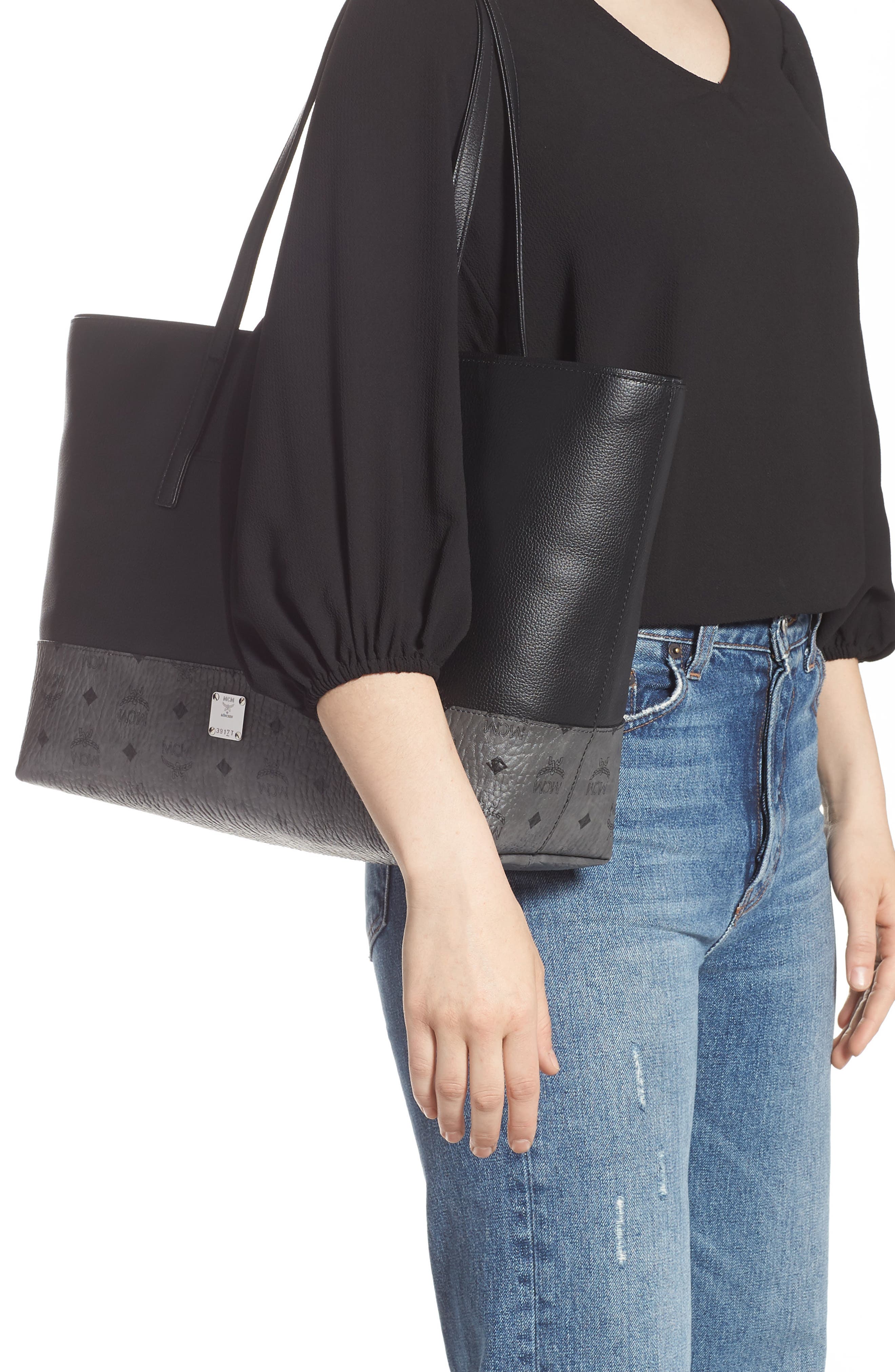 MCM Wilder Visetos Leather Shopper, Alternate, color, 