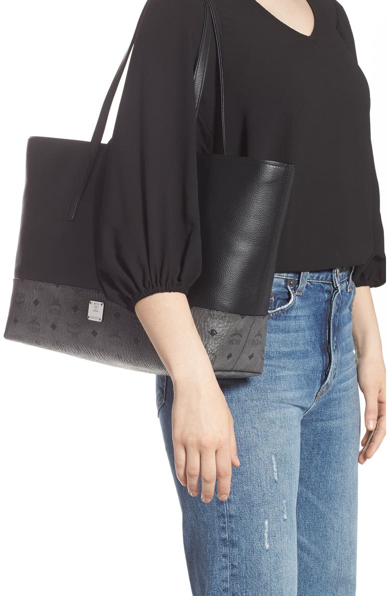 MCM Wilder Visetos Leather Shopper, Alternate, color,