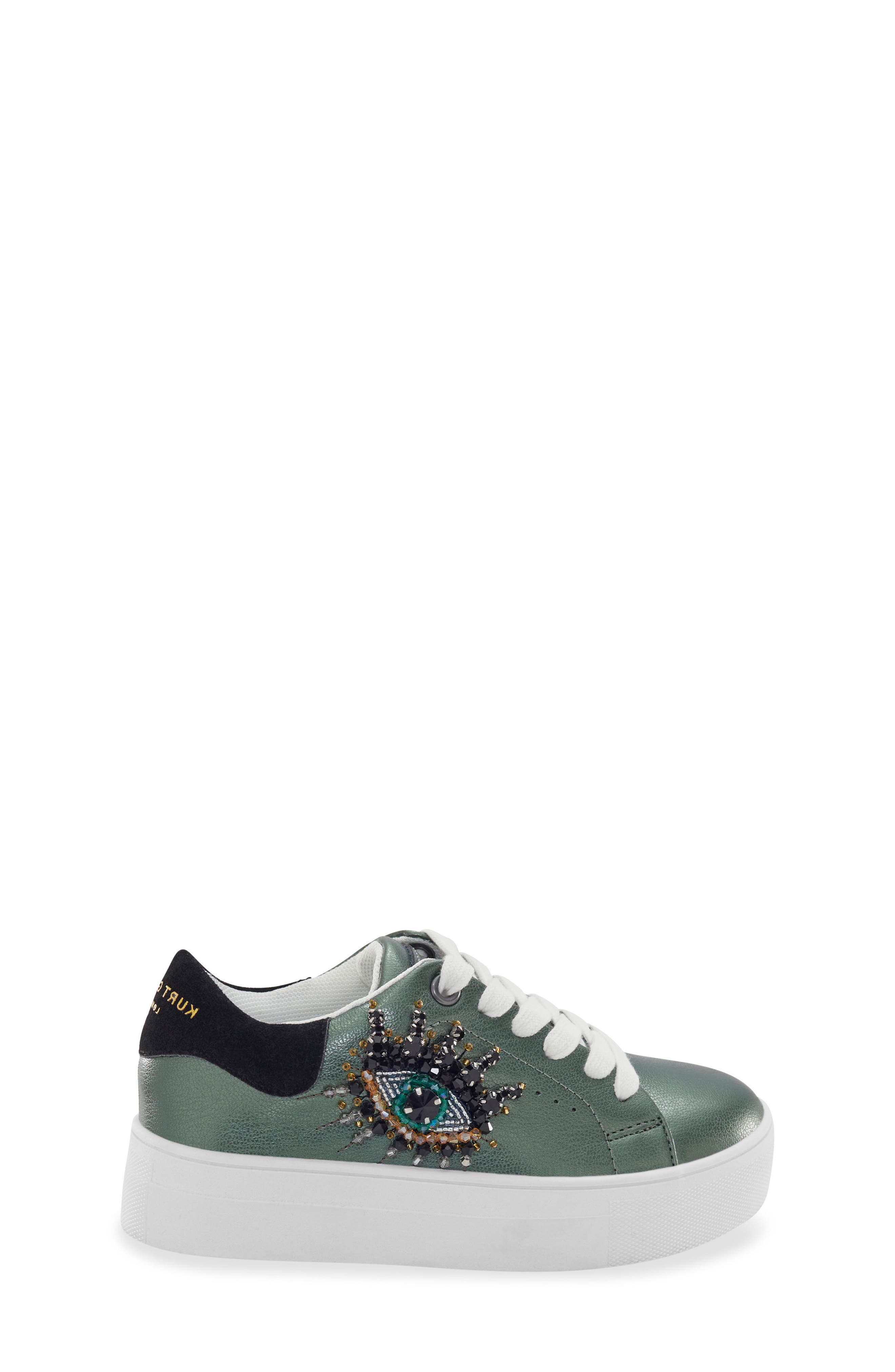 Kurt Geiger London Kids' Mini Laney Eye Platform Sneaker, Alternate, color, Teal