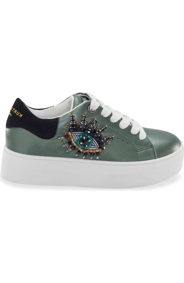Kurt Geiger London Kids' Mini Laney Eye Platform Sneaker, Alternate, color, Teal