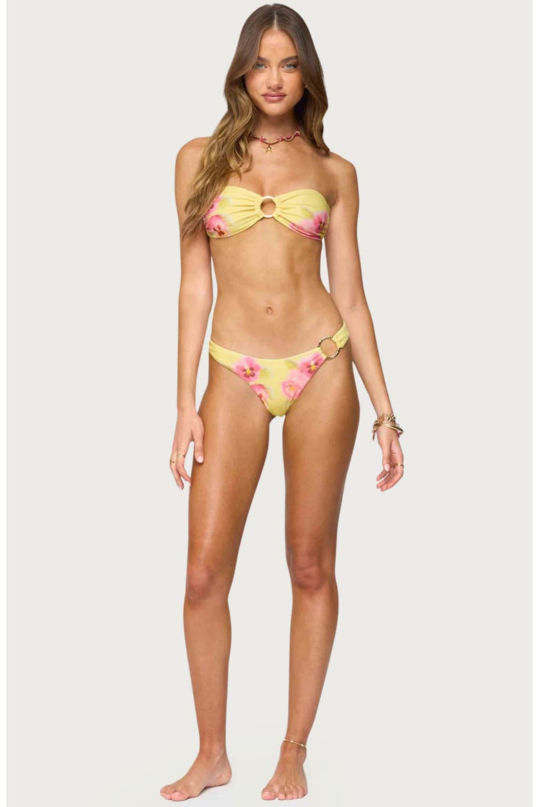 Miley Floral O-Ring Bikini Bottoms, Alternate, color, YELLOW