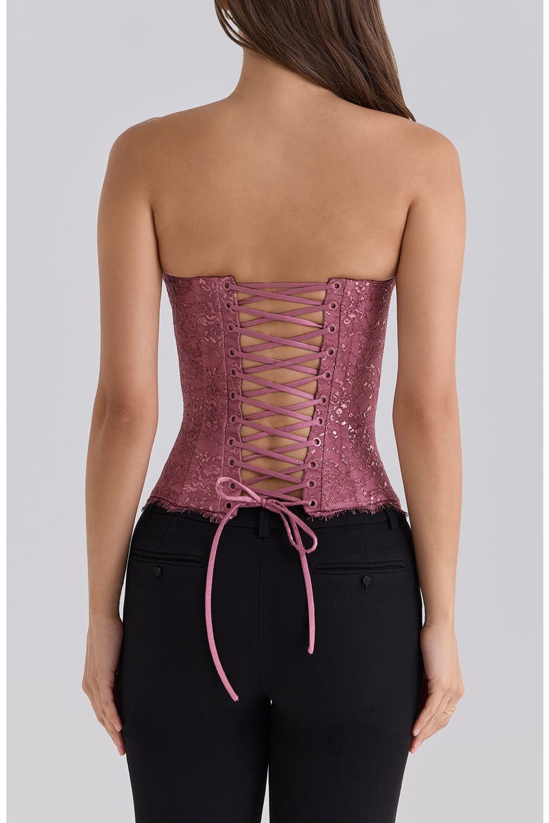 Alexia Metallic Lace Strapless Corset Top, Alternate, color, ROSE PINK