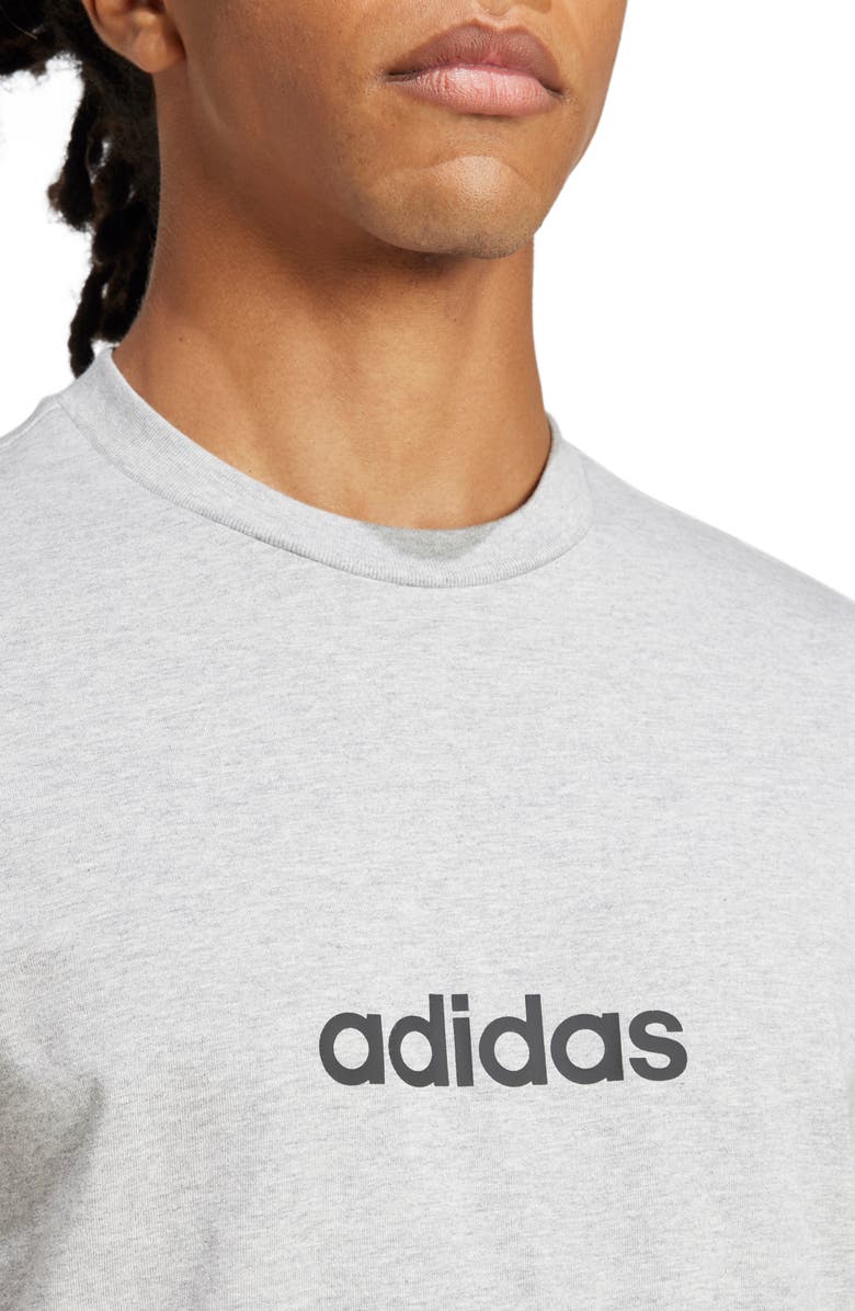 adidas Essentials Linear Jersey Graphic T-Shirt, Alternate, color, Medium Grey Heather/ Black